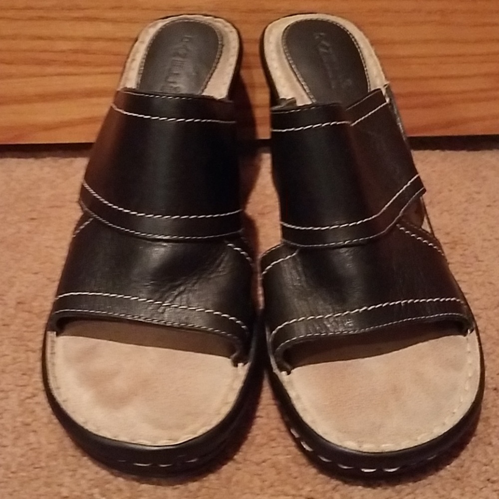 Danelle Black Leather Sandals